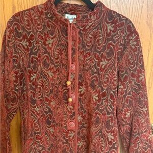 Flashback Red Paisley Button Front Cardigan